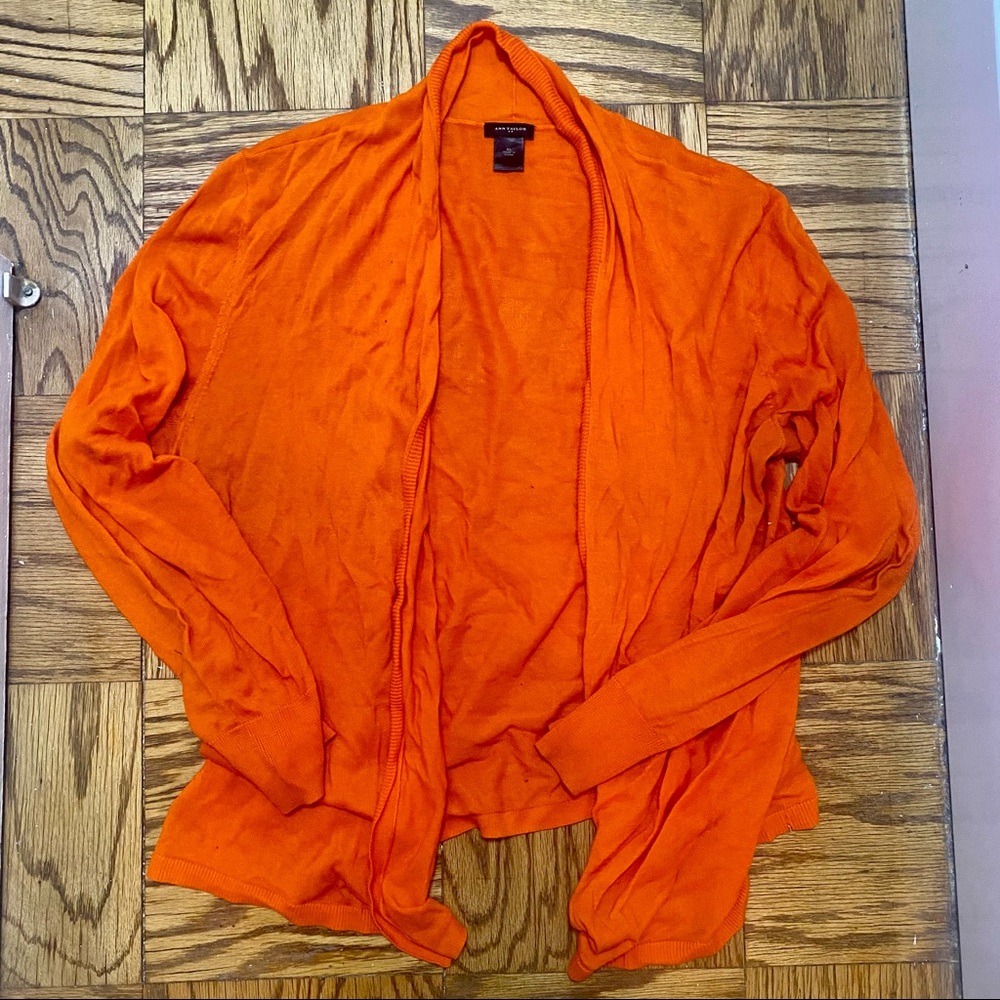 Ann Taylor Open Orange Cotton Cardigan XL